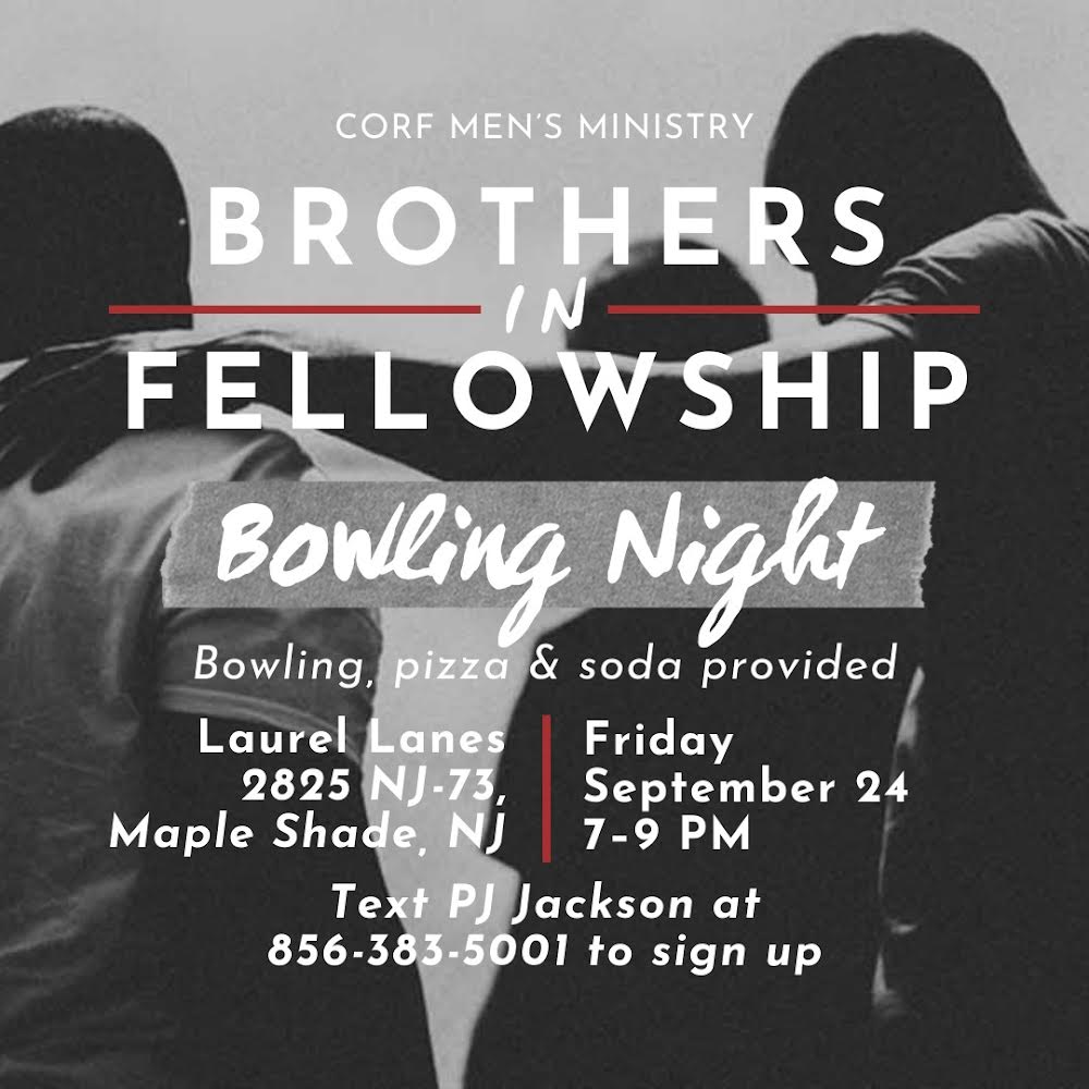 Brothers In Fellowship Men’s Ministry Event: Friday, September 24th 7-9pm